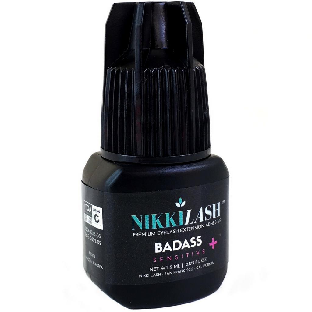 NIKKILASH Badass Sensitive+ Eyelash Extension Glue | Latex-Free for Extreme Sensitive Allergy Clients - Formulated to Increase Durability and Flex